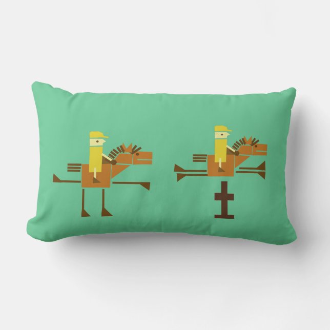 Horses jumping lumbar pillow (Front)