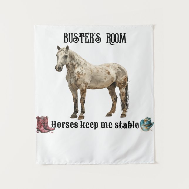 "Horses Keep Me Stable" Customizable  Tapestry (Front)