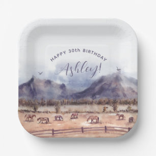 Horses Landscape Milestone Birthday Paper Plates