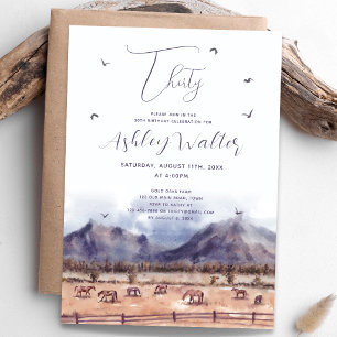 Horses Landscape Milestone Birthday Party Invitation