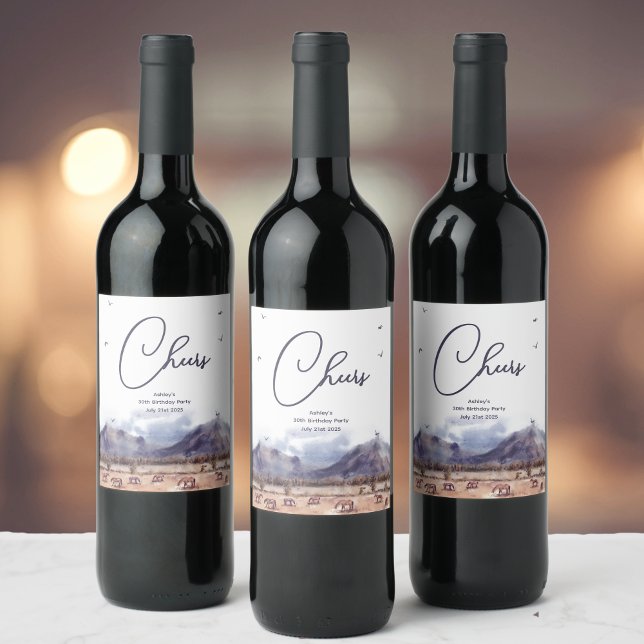 Horses Landscape Milestone Birthday Wine Labels (Horses Landscape Milestone Birthday Wine Labels)