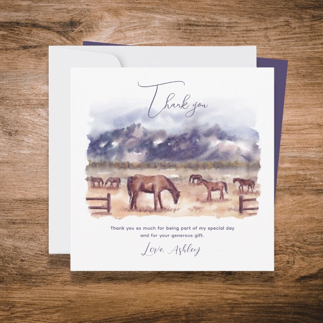 Horses Landscape Milestone Flat Thank You Card (Horses Landscape Milestone Flat Thank You Card)