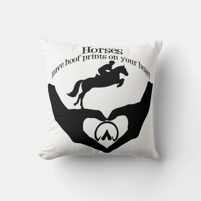 Horses Leave Hoof Prints on Your Heart Throw Pillow (Front)