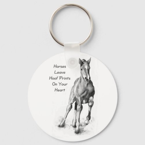 Horses Leave Hoofprints On Your Heart Pencil Art Keychain