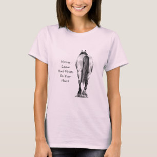 Horses Leave Hoofprints On Your Heart: Pencil Art T-Shirt