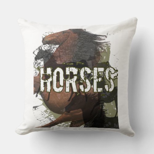 Horses make a landscape look beautiful throw pillow