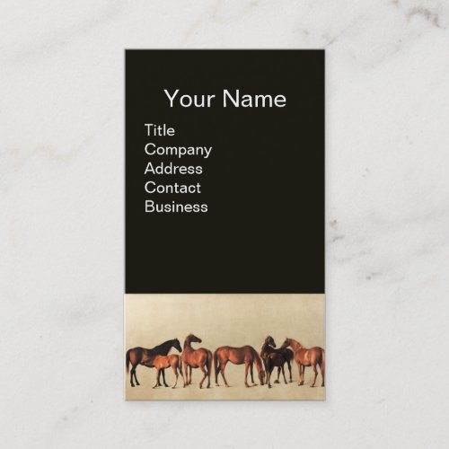 HORSES MARES AND FOALS Black Business Card