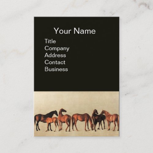 HORSES MARES AND FOALS Black Business Card