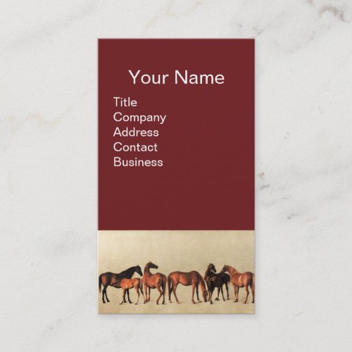 HORSES MARES AND FOALS Brown Business Card