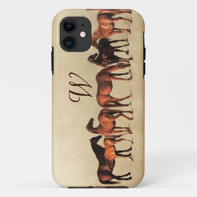 HORSES /MARES AND FOALS Monogram Case-Mate iPhone Case (Back)