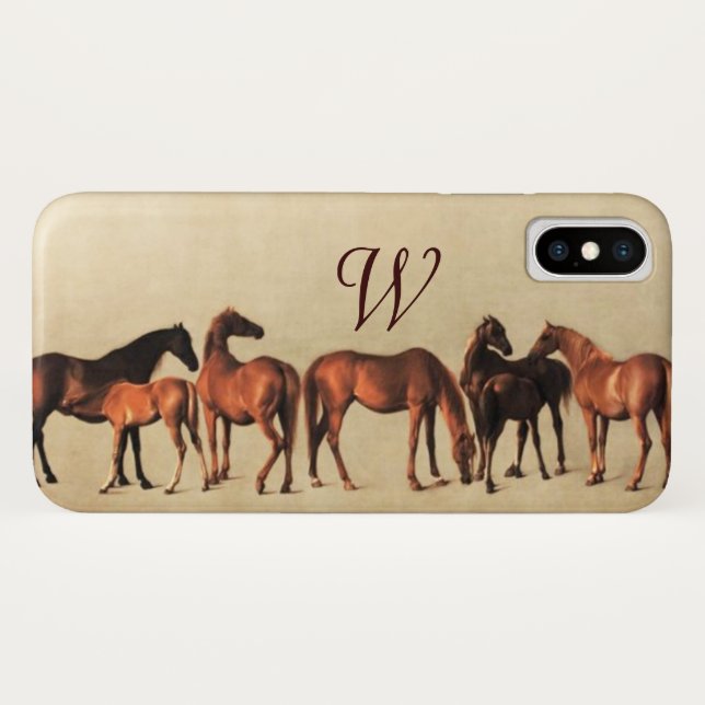 HORSES /MARES AND FOALS Monogram Case-Mate iPhone Case (Back (Horizontal))