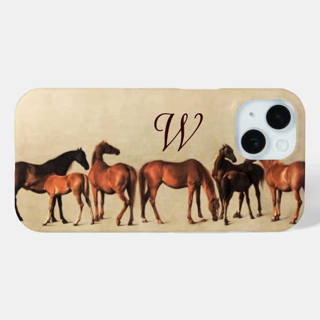 HORSES /MARES AND FOALS Monogram Case-Mate iPhone Case (Back (Horizontal))