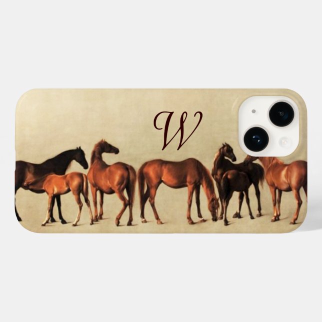 HORSES /MARES AND FOALS Monogram Case-Mate iPhone Case (Back (Horizontal))