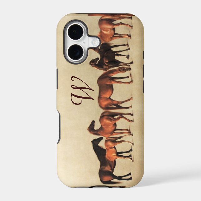 HORSES /MARES AND FOALS Monogram Iphone Case (Back)