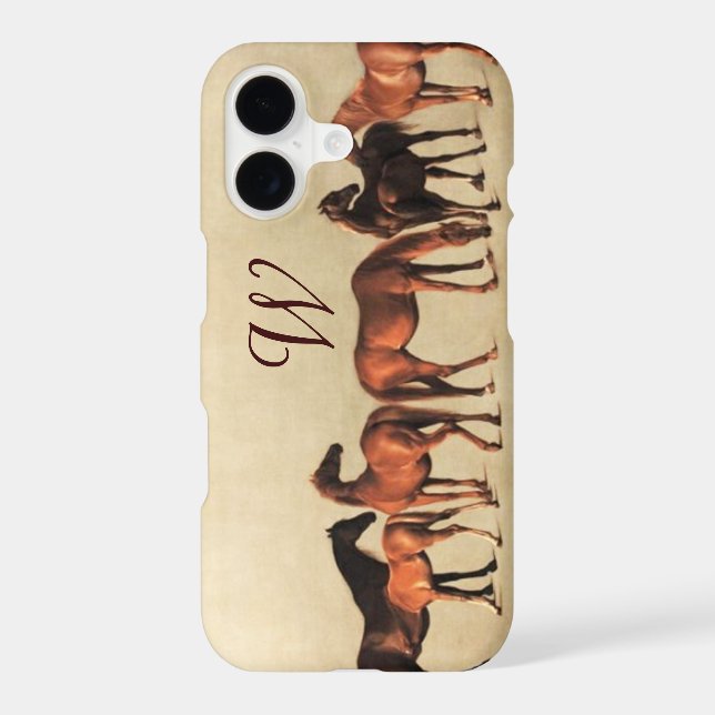 HORSES /MARES AND FOALS Monogram Iphone Case (Back)