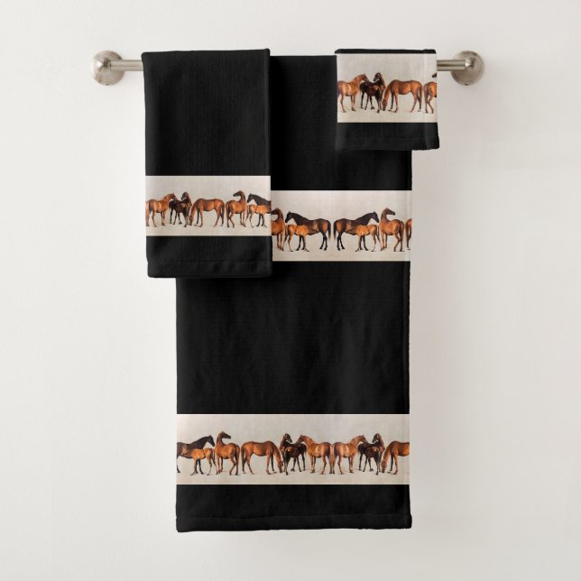Horses Mares Foals Ranch Animals Bath Towels (Insitu)