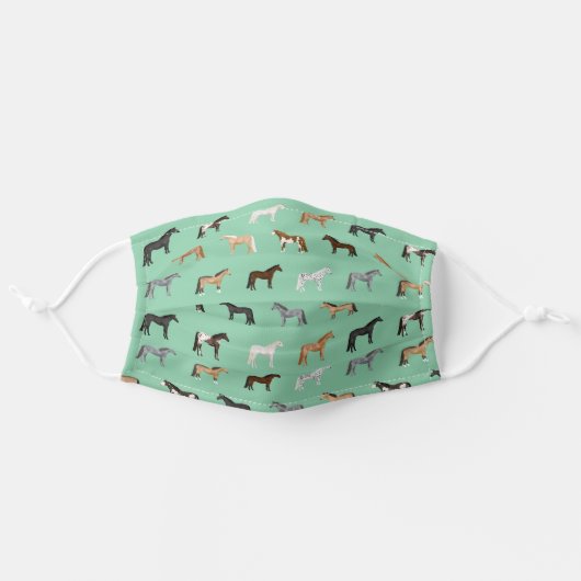 Horses mint adult cloth face mask (Front, Unfolded)