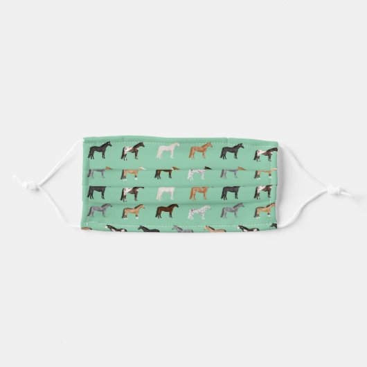 Horses mint adult cloth face mask (Front, Folded)