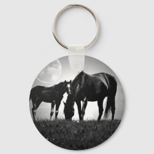 Horses & Moon Keychain