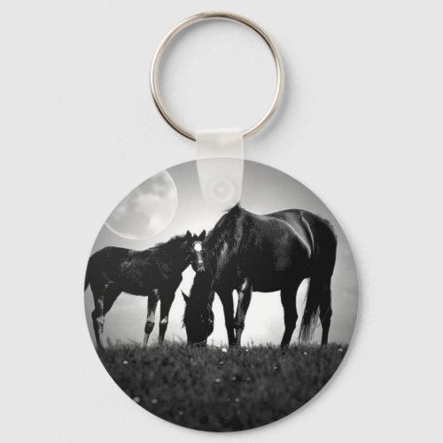 Horses  Moon Keychain