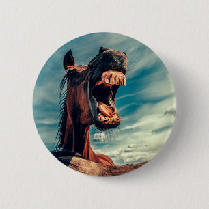 Horse's Mouth Teeth Neigh Wild Horse Animal Button
