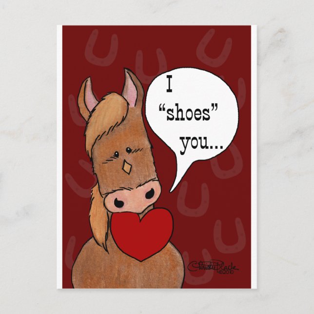 Horse's Mouth Valentine-personalize Holiday Postcard (Front)