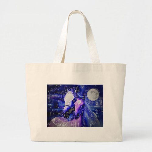 Horses  Night Large Tote Bag