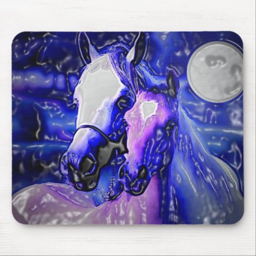 Horses  Night Mouse Pad