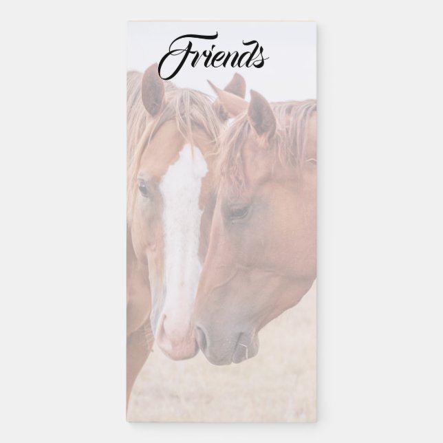 Horses nuzzling in a pasture magnetic notepad (Front)