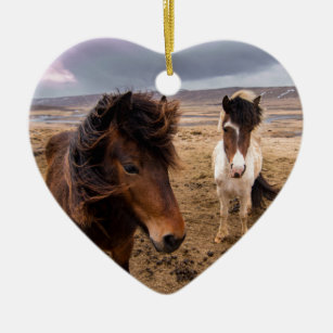 Horses of Iceland Ceramic Ornament