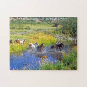 Horses of Montana. Christmas Greetings Jigsaw Puzzle