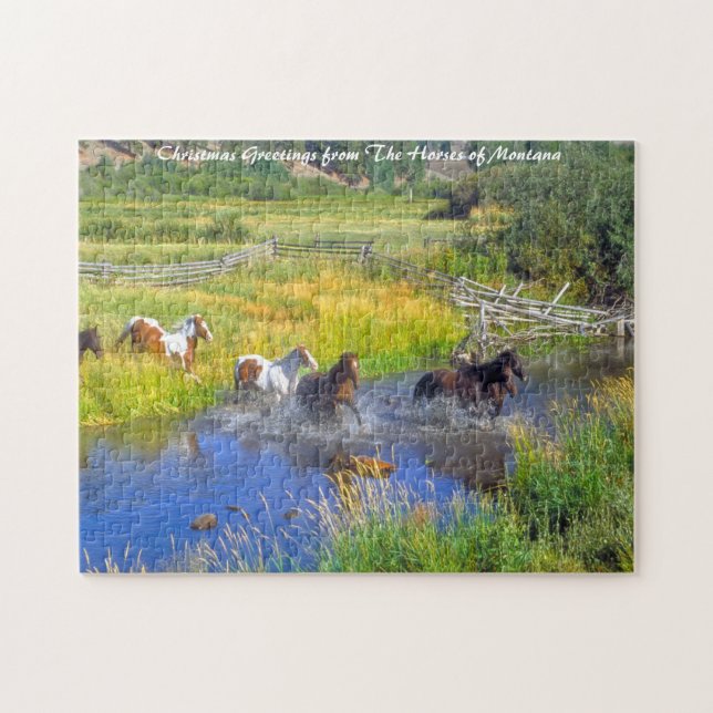 Horses of Montana. Christmas Greetings Jigsaw Puzzle (Horizontal)