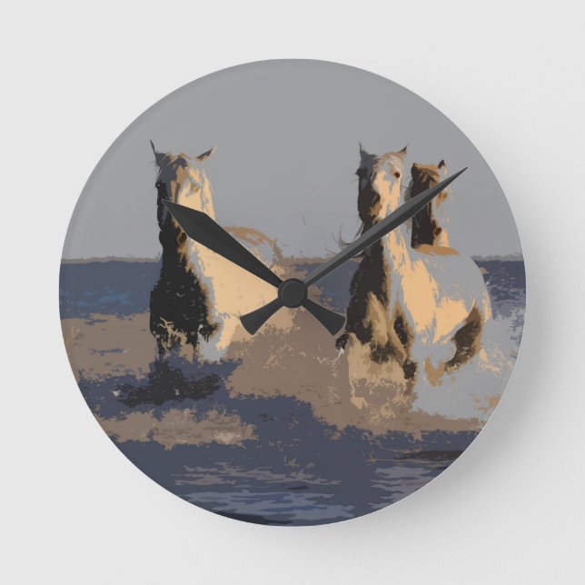 Horses of the Sea - Wild Horses Round Clock (Front)
