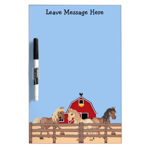 Horses on a Farm Dry Erase Board