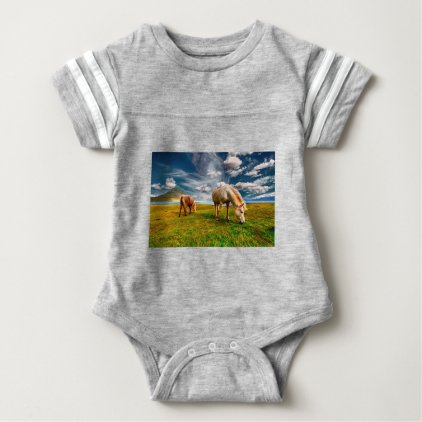 Horses On A Field Baby Bodysuit