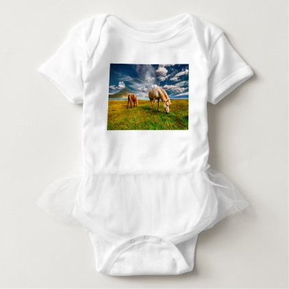 Horses On A Field Baby Bodysuit