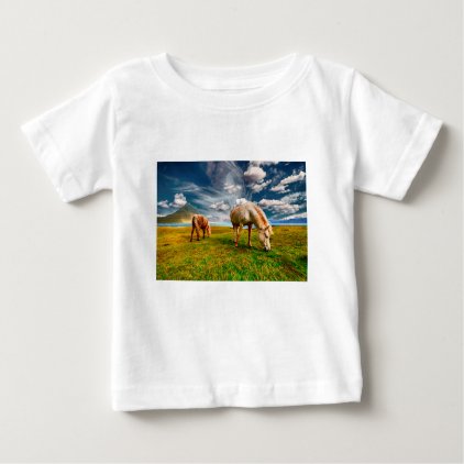 Horses On A Field Baby T-Shirt