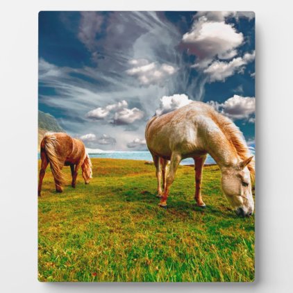 Horses On A Field Plaque