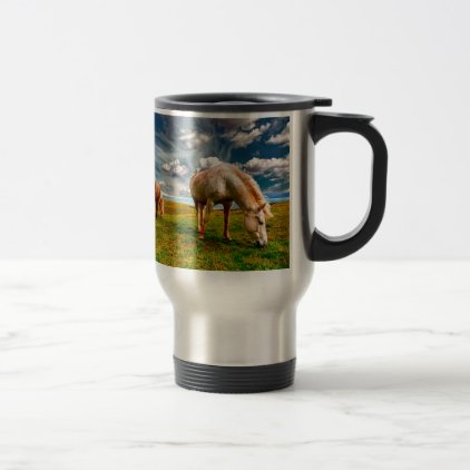 Horses On A Field Travel Mug