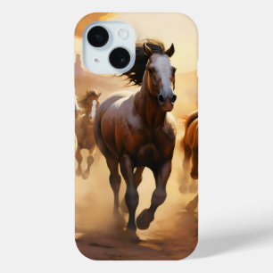 Horses on Desert iPhone 15 Case