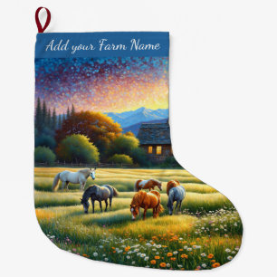 Horses on Farm Large Christmas Stocking