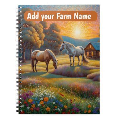 Horses on Farm Wildflower Meadow Notebook