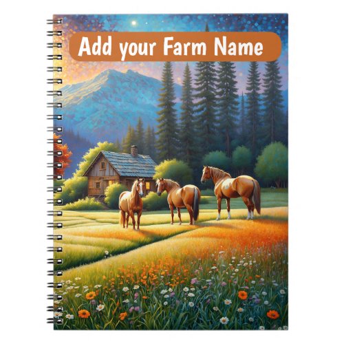 Horses on Farm Wildflower Meadow Notebook