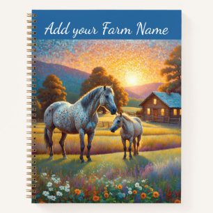 Horses on Farm Wildflower Meadow Notebook