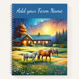 Horses on Farm Wildflower Meadow Notebook