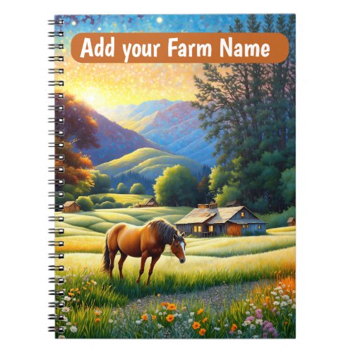 Horses on Farm Wildflower Meadow Notebook
