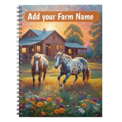 Horses on Farm Wildflower Meadow Notebook