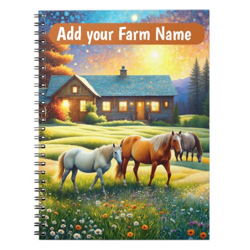 Horses on Farm Wildflower Meadow Notebook