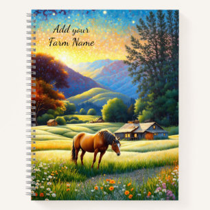 Horses on Farm Wildflower Meadow Notebook