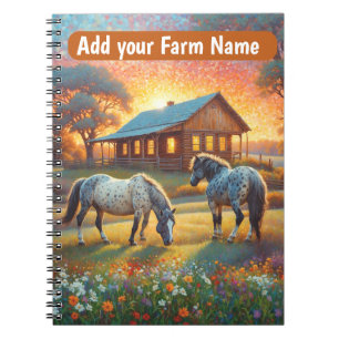 Horses on Farm Wildflower Meadow Notebook
